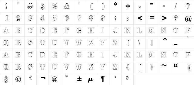 a_StamperSh Regular  glyph index