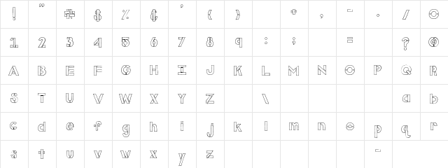 SBC Stencil SBC Stencil  glyph index