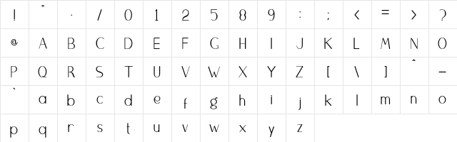 Bangunan Regular  glyph index