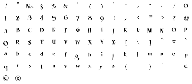 LHFMisterSpookyREG Medium  glyph index