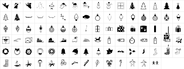 Jingle Arcs Regular  glyph index