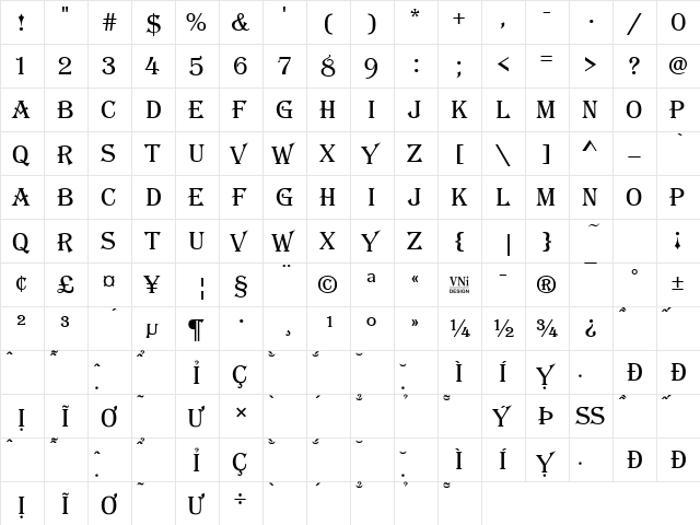 HP-AlgerianB Regular  glyph index