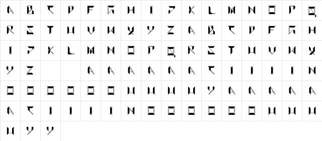 Scideco Regular  glyph index