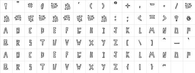 MisterBass hollow  glyph index