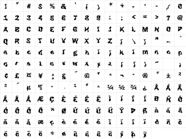 Funky42 Becker Regular  glyph index