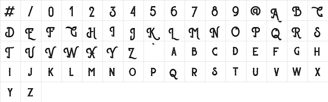 Sherlock Press Personal Use Regular  glyph index