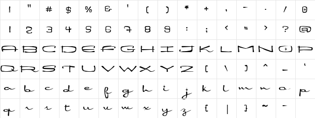 CK Vegas Nights Regular  glyph index