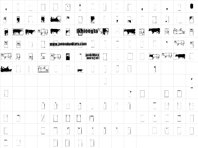 IKHIOOGLAcow Regular  glyph index