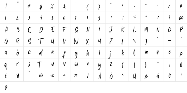 Lazy Jumps Regular  glyph index