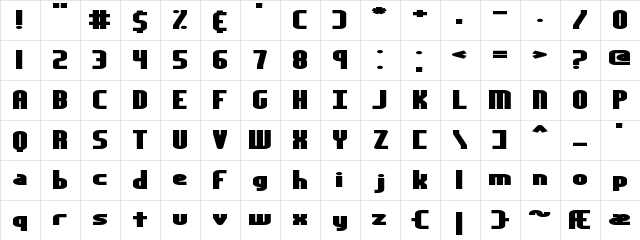 Yesterday BRK Regular  glyph index