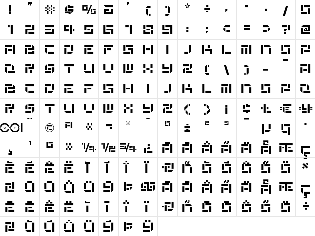 De Stencil NF Regular  glyph index