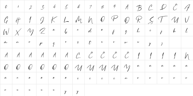 Clementine Regular  glyph index