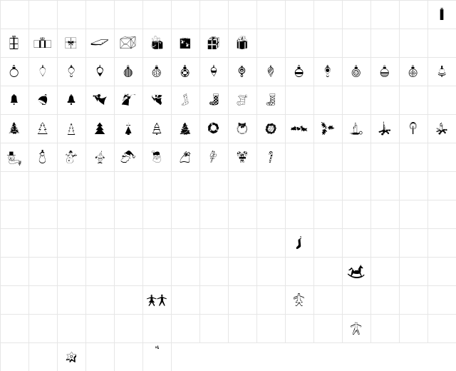 XmasDings Normal  glyph index
