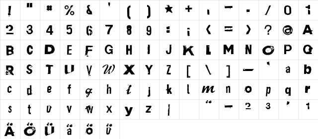 Plakken Regular  glyph index
