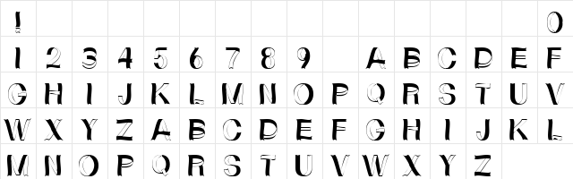 101! Ribbon Font Regular  glyph index