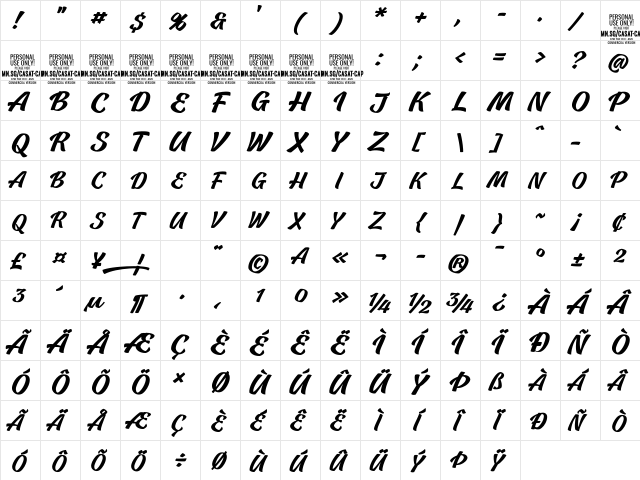 Casat Cap Med PERSONAL USE Regular  glyph index