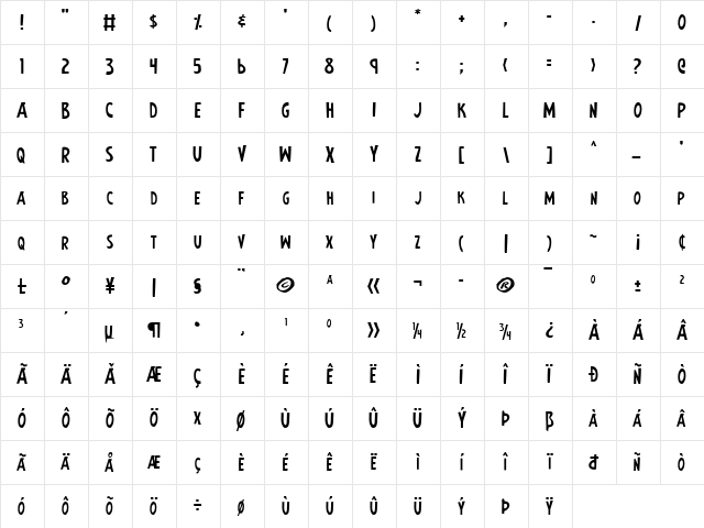 Earth's Mightiest Regular  glyph index