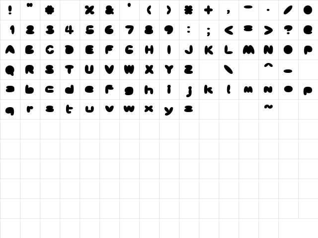 FatfontSolid Regular  glyph index