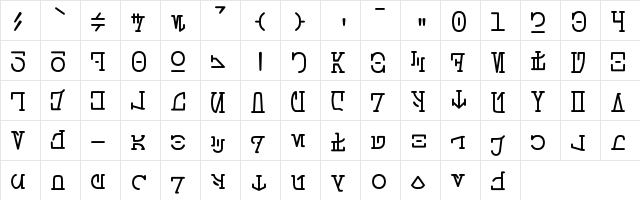 Aurebesh_Typewriter normal  glyph index