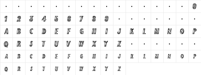 ChiliPepper-ExtraBold Condensed Regular  glyph index