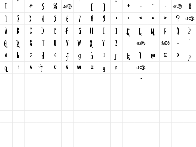 Rio Frescata Demo Regular  glyph index