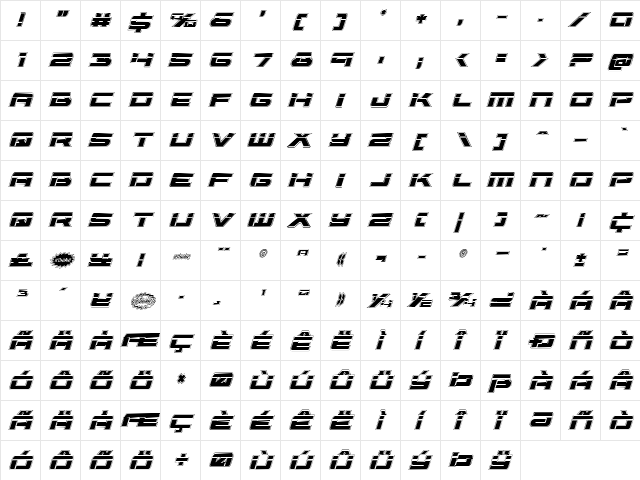 Vorpal Academy Italic Italic  glyph index
