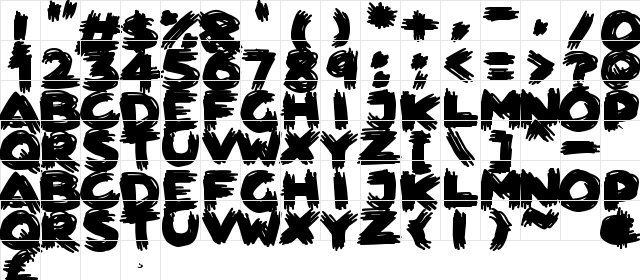 Scribbletastic Brush Regular  glyph index