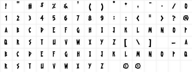 Radioactive Granny Regular  glyph index