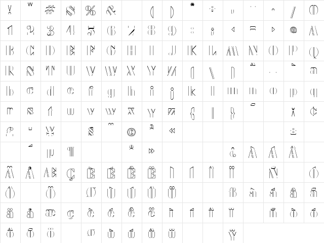 Gi Joe 1 Regular  glyph index
