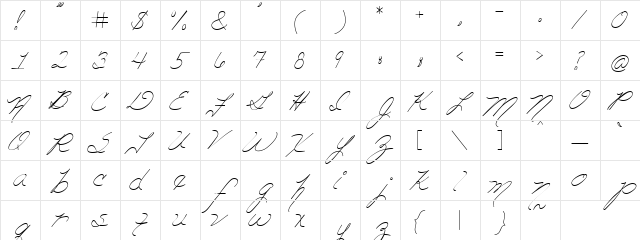 PC Fancy Regular  glyph index