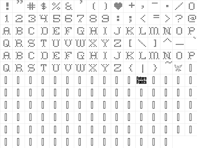 Stiching Regular  glyph index