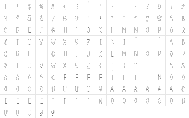 KIDS SCHOOL Regular  glyph index