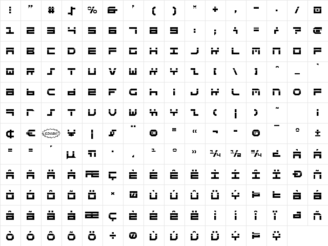 Stuntman Laser Laser  glyph index