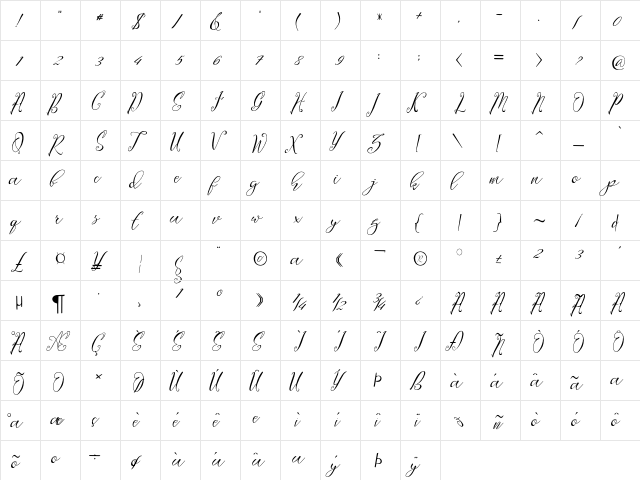 Lagena Regular  glyph index