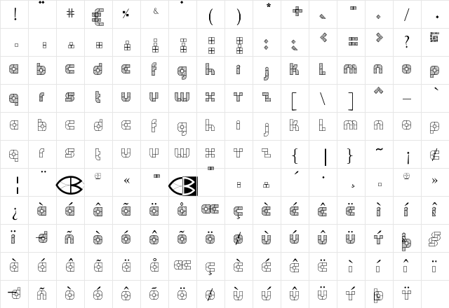 WODENBLOKS Regular  glyph index