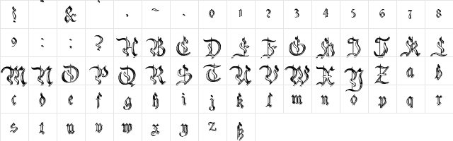 Charterwell No5 Regular  glyph index