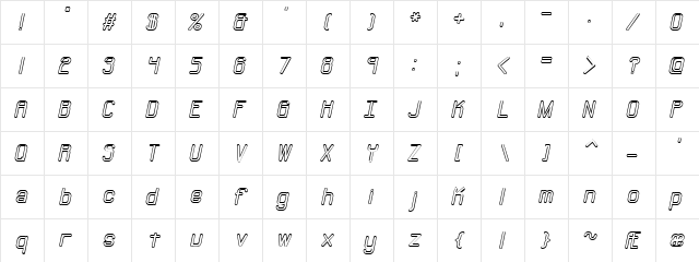 Neural Outline (BRK) Regular  glyph index