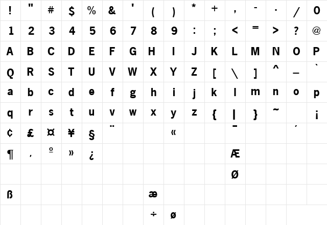 MacroBlackSSK Regular  glyph index