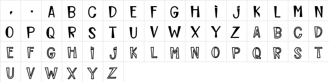Planing Regular  glyph index