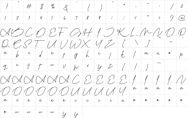Soffika Regular  glyph index