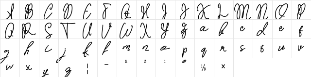 Artgila_Satte_Personal_Use Regular  glyph index
