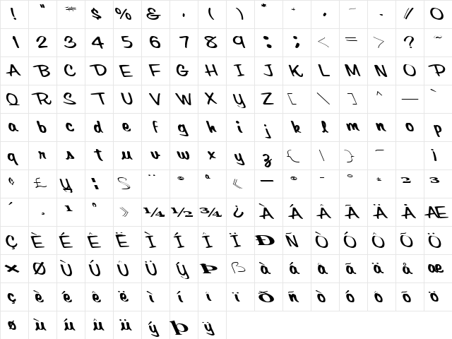 ForeStall Regular  glyph index