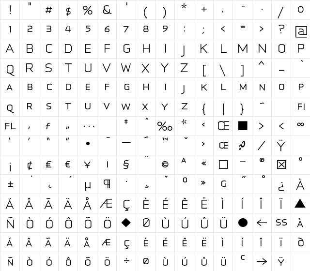 Infinity-C-M Regular  glyph index
