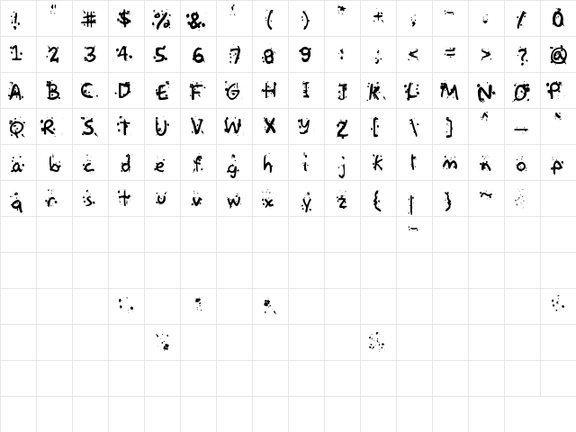 Paintball Regular  glyph index
