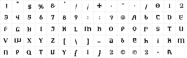 Neo Bold  glyph index