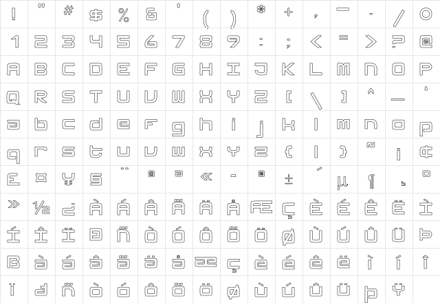 Silicon Ho Regular  glyph index