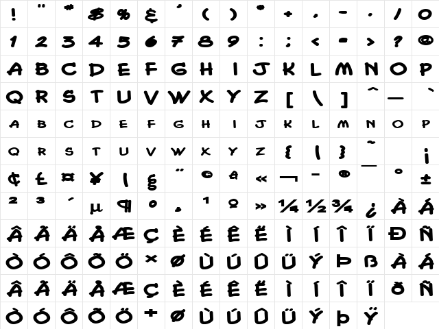 Chasm Extended Heavy Bold  glyph index