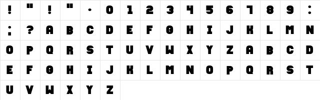 Fixation Bold  glyph index