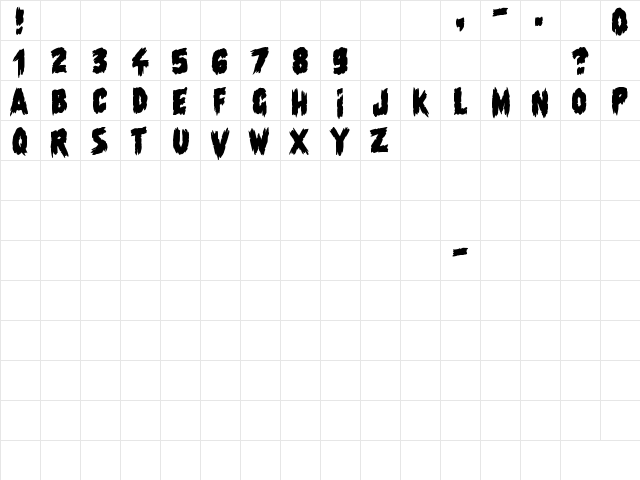 Night of the Deads Regular  glyph index