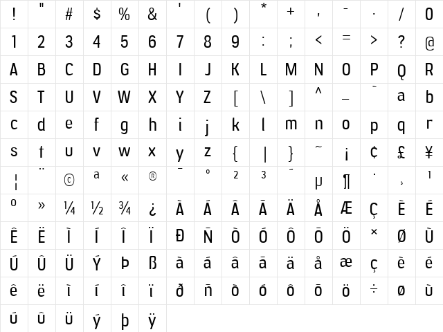 Jesaya Free Regular  glyph index